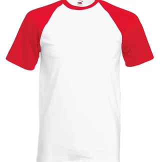Fruit Of The Loom (Herr) - Baseball T - VIT/RÖD