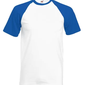 Fruit Of The Loom (Herr) - Baseball T - VIT/ROYALBLÅ