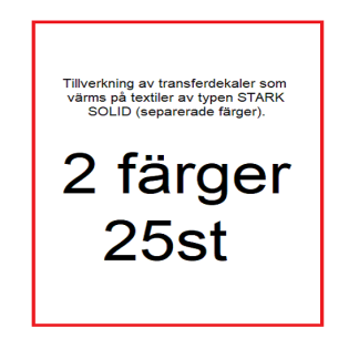 25st dekaler för tryck - 2 färger - Utnyttja 20% rabatt med rabattkod