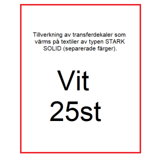 25st dekaler för tryck - 1 färg - Vit - Utnyttja 20% rabatt med rabattkod